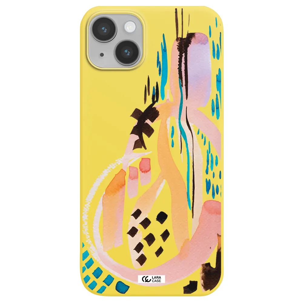 Watercolor Brush Paint Apple iPhone 14 plus Silicone canary yellow Case