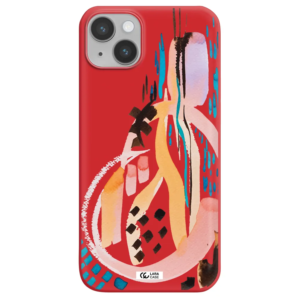 Watercolor Brush Paint Apple iPhone 14 plus Silicone Imperial Red Case