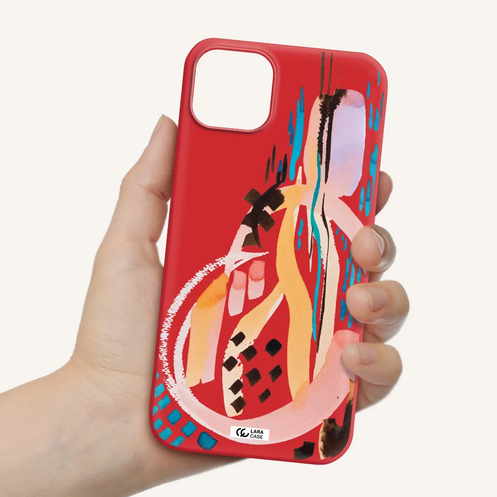 Watercolor Brush Paint Apple iPhone 14 plus Silicone Imperial Red Case