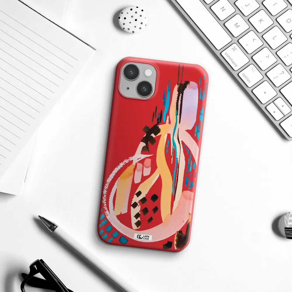 Watercolor Brush Paint Apple iPhone 14 plus Silicone Imperial Red Case