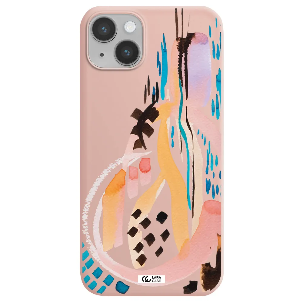 Watercolor Brush Paint Apple iPhone 14 plus Silicone pastel pink Case