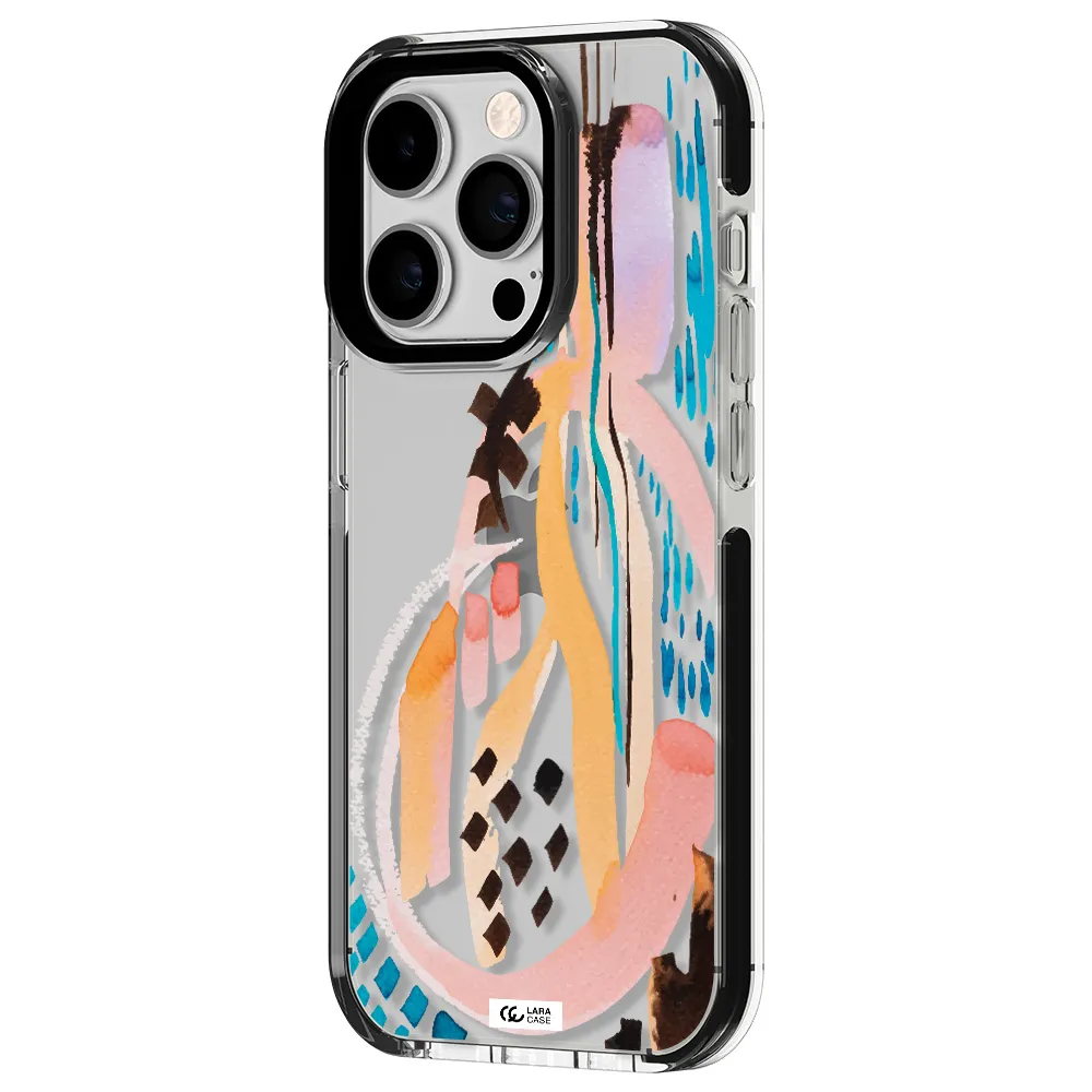 Watercolor Brush Paint Apple iPhone 14 pro impact black border Case