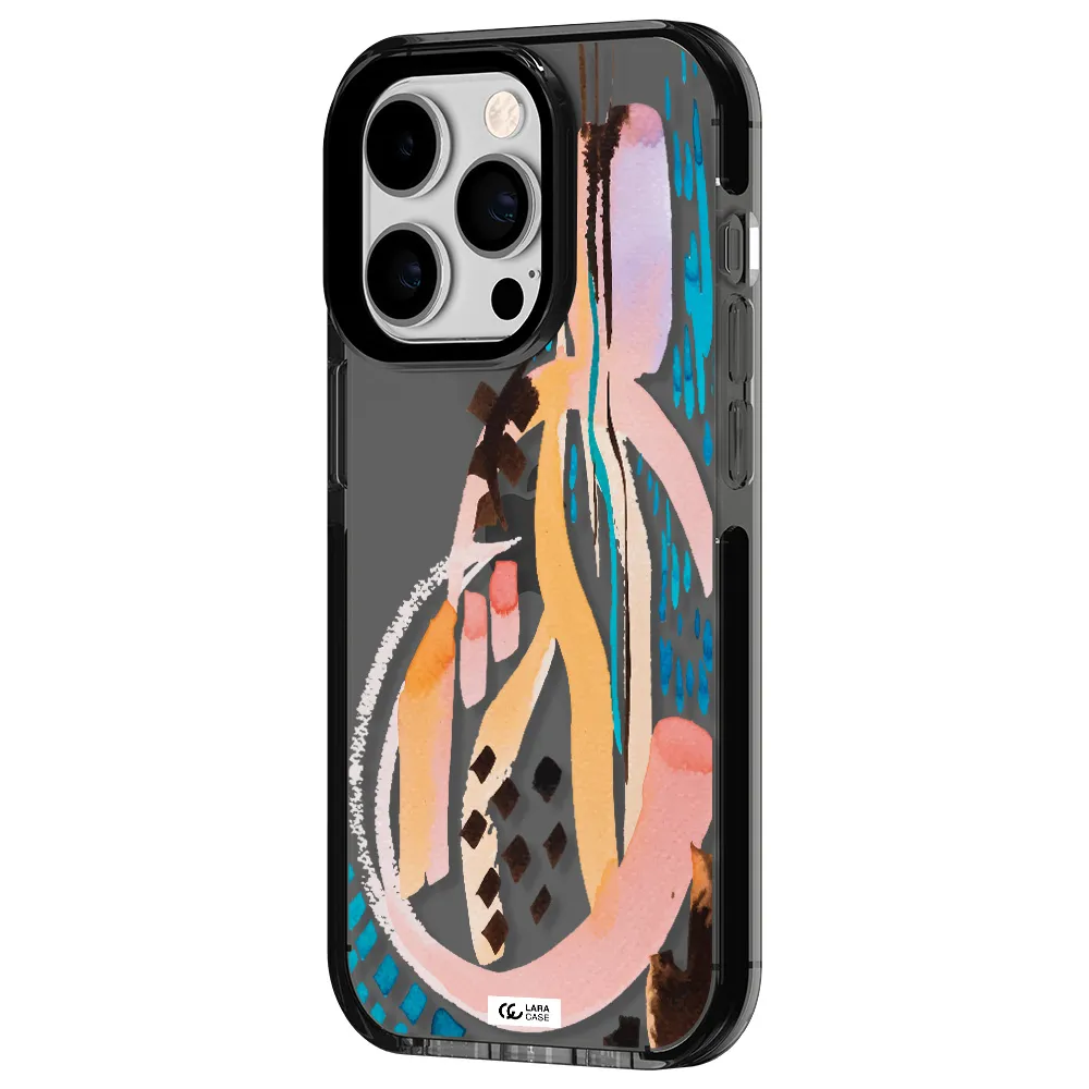 Watercolor Brush Paint Apple iPhone 14 pro impact Smoke Black Case