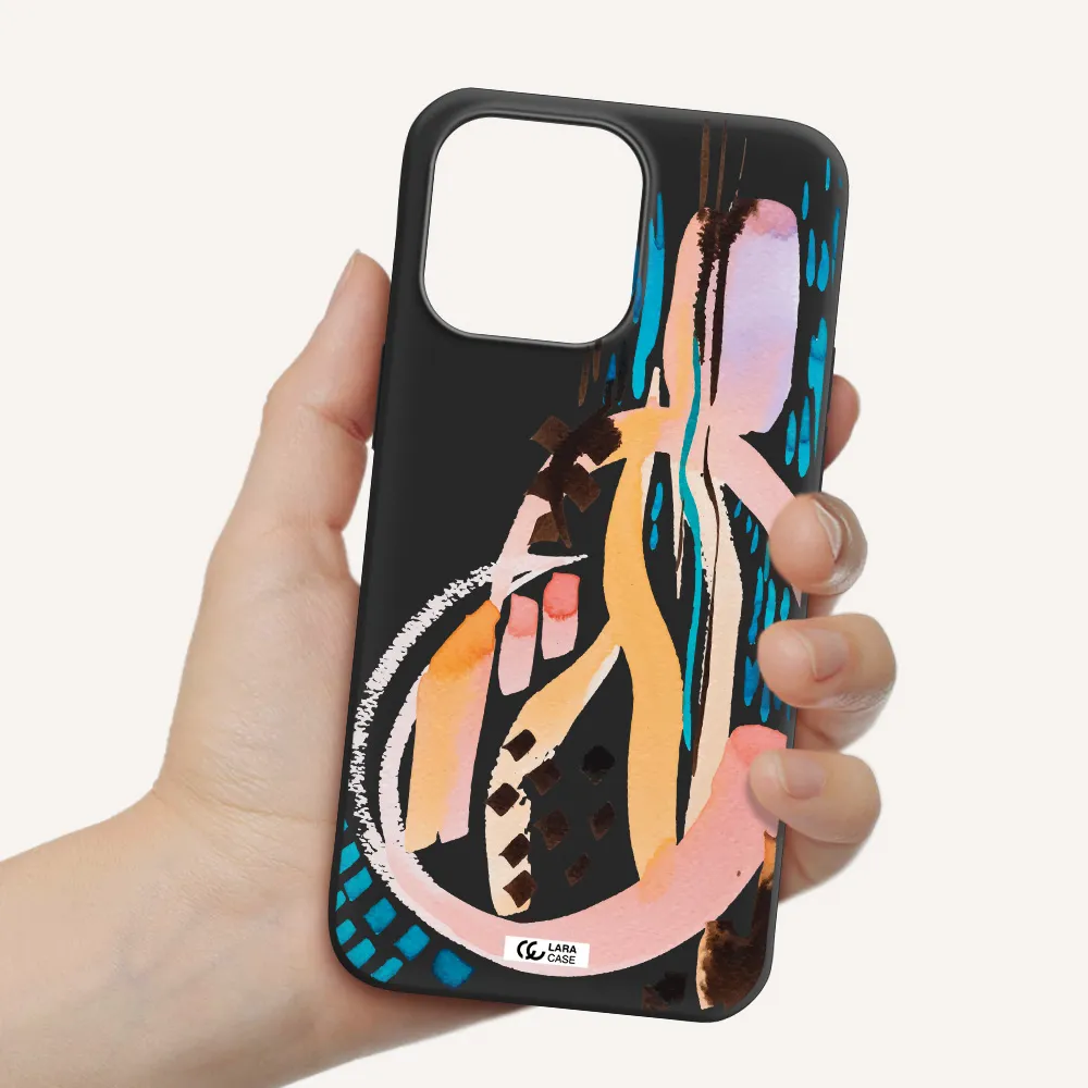 Watercolor Brush Paint Apple iPhone 14 pro max Silicone black Case