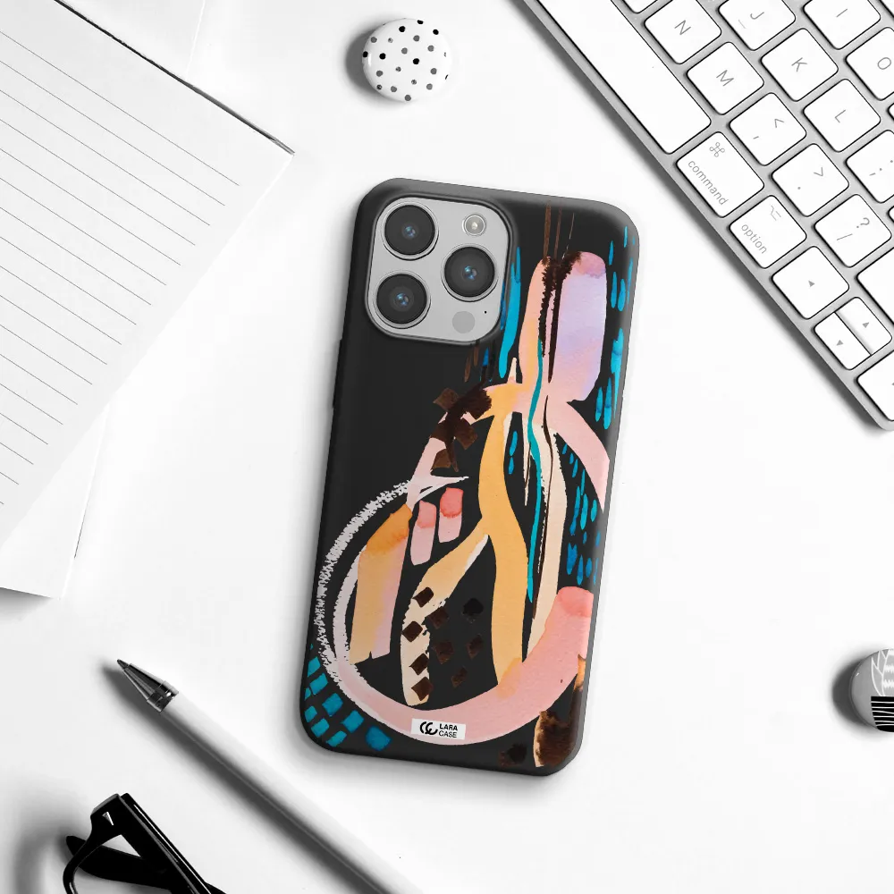 Watercolor Brush Paint Apple iPhone 14 pro max Silicone black Case