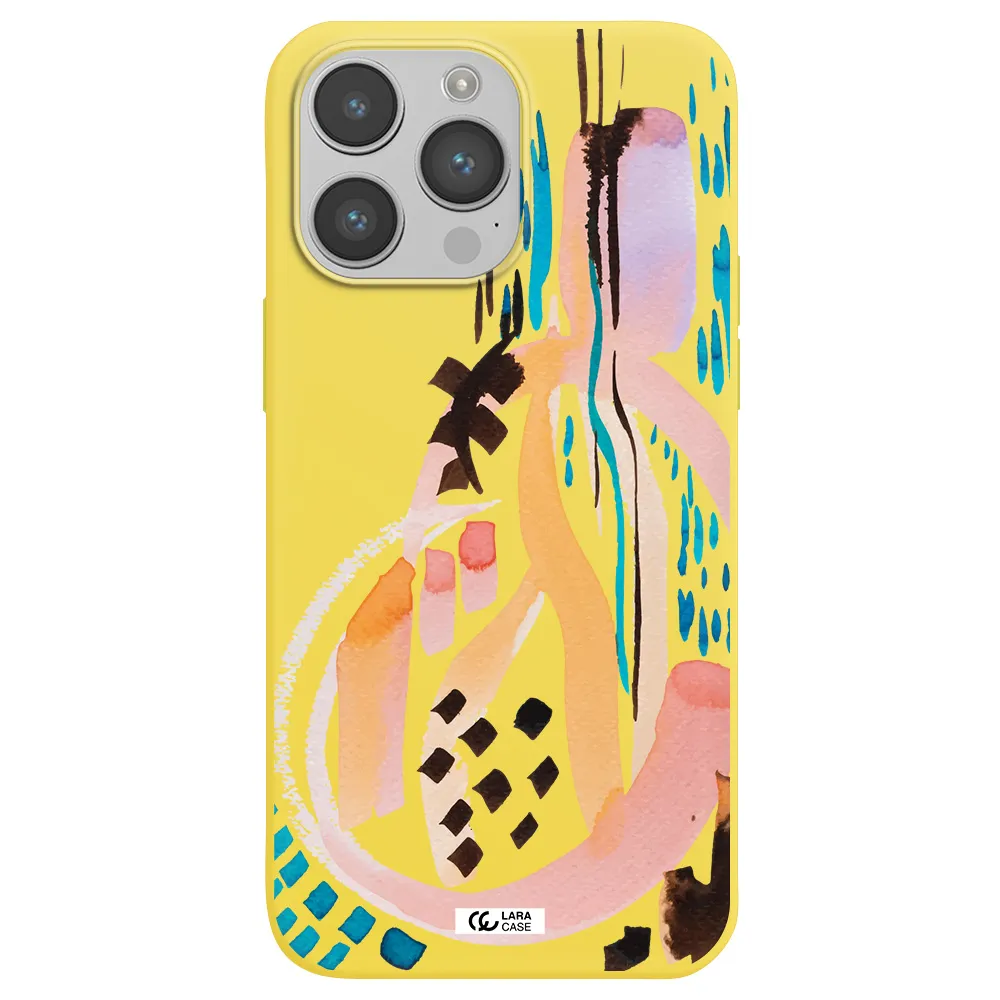 Watercolor Brush Paint Apple iPhone 14 pro max Silicone canary yellow Case