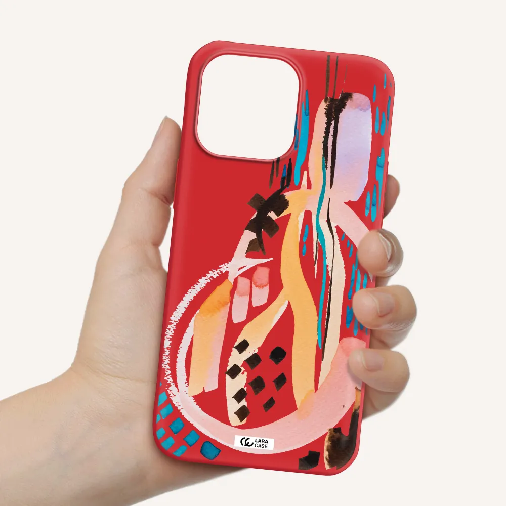 Watercolor Brush Paint Apple iPhone 14 pro max Silicone Imperial Red Case