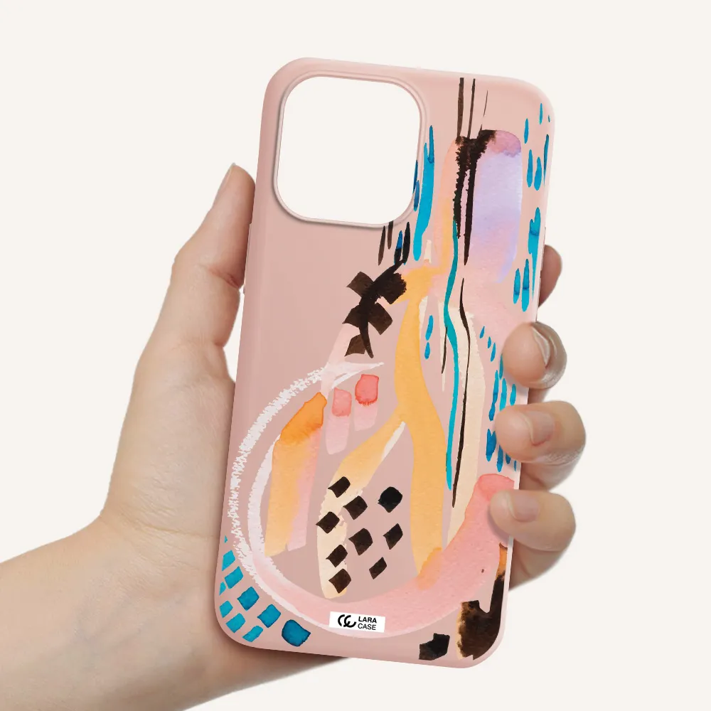 Watercolor Brush Paint Apple iPhone 14 pro max Silicone pastel pink Case