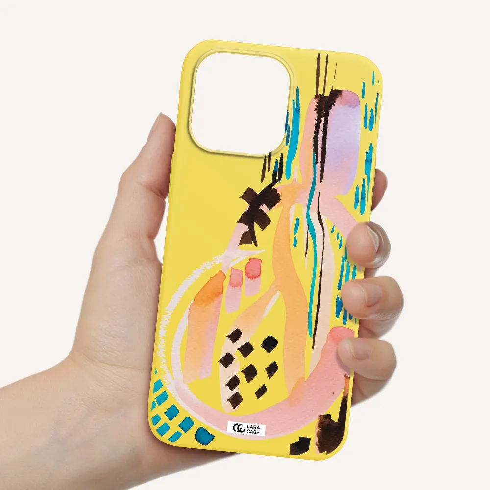 Watercolor Brush Paint Apple iPhone 14 pro Silicone canary yellow Case