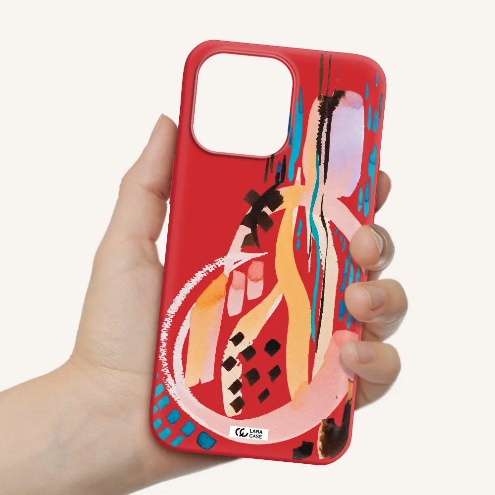 Watercolor Brush Paint Apple iPhone 14 pro Silicone Imperial Red Case