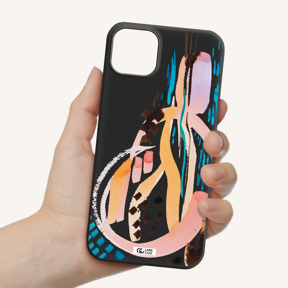 Watercolor Brush Paint Apple iPhone 14 Silicone black Case