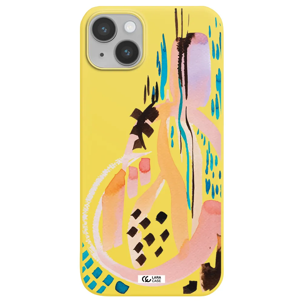Watercolor Brush Paint Apple iPhone 14 Silicone canary yellow Case