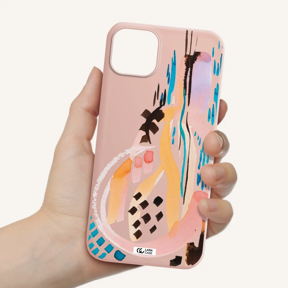 Watercolor Brush Paint Apple iPhone 14 Silicone pastel pink Case
