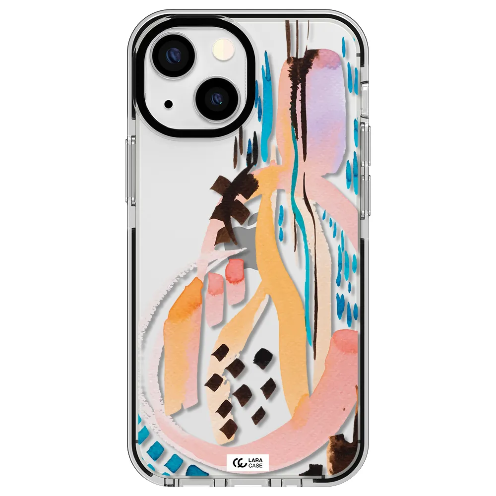 Watercolor Brush Paint Apple iPhone 15 impact black border Case