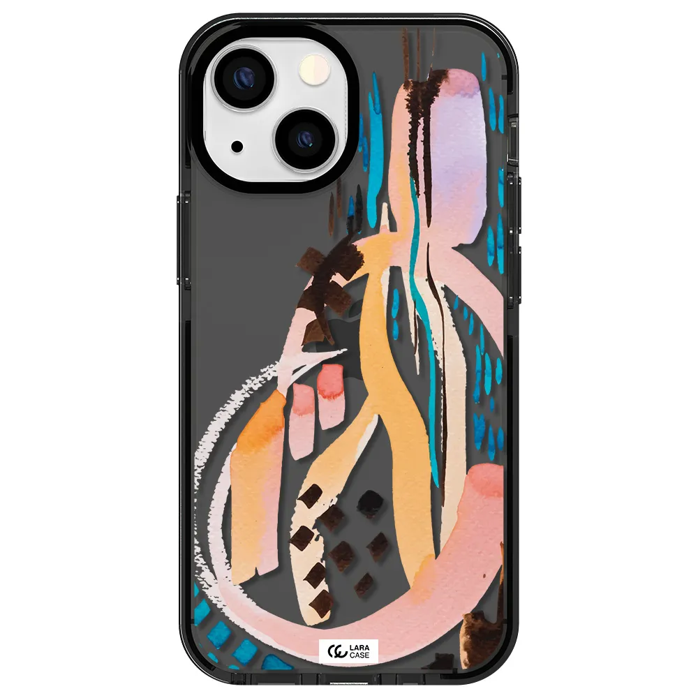 Watercolor Brush Paint Apple iPhone 15 impact Smoke Black Case