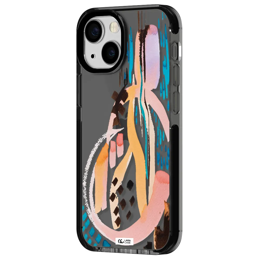 Watercolor Brush Paint Apple iPhone 15 impact Smoke Black Case