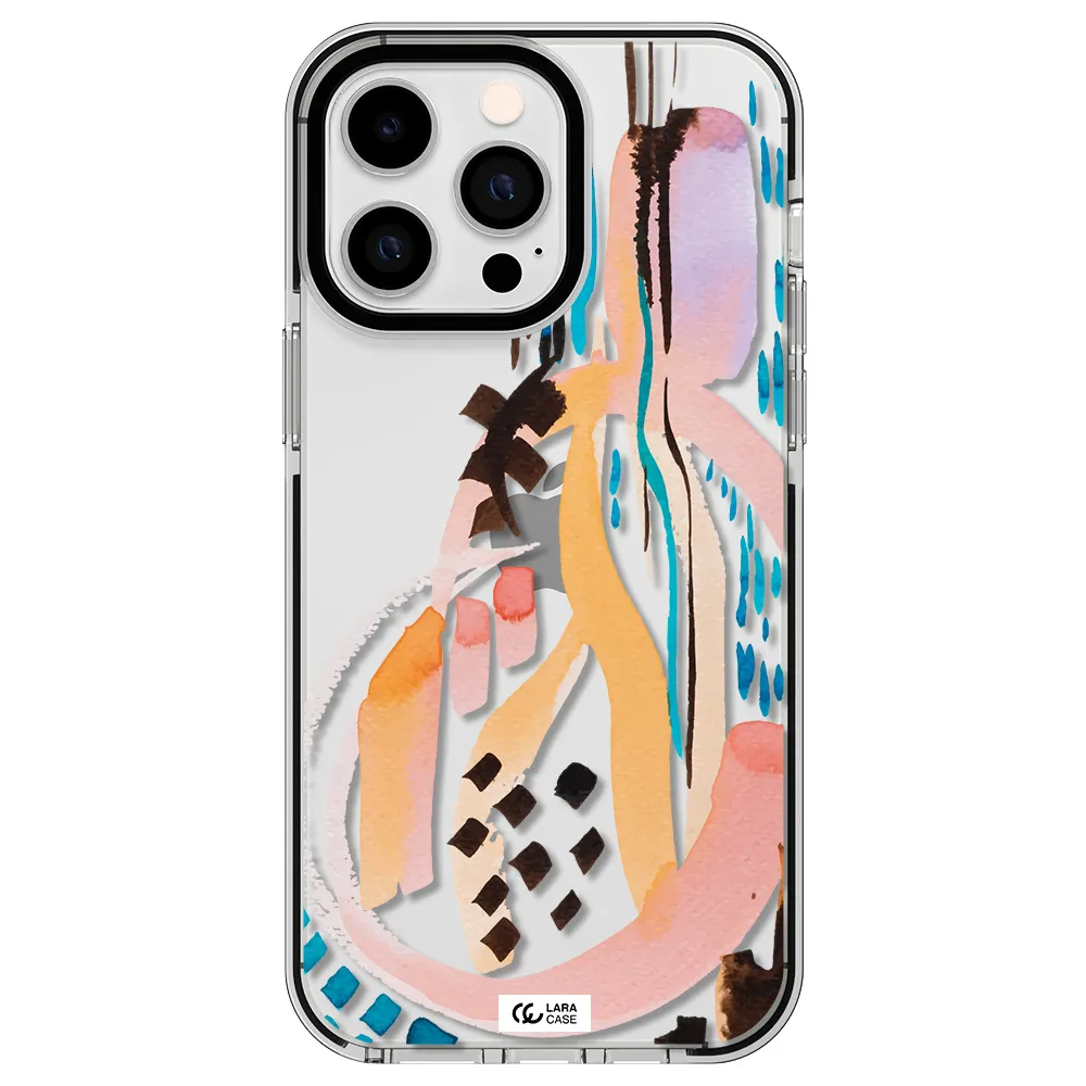 Watercolor Brush Paint Apple iPhone 15 Pro impact black border Case
