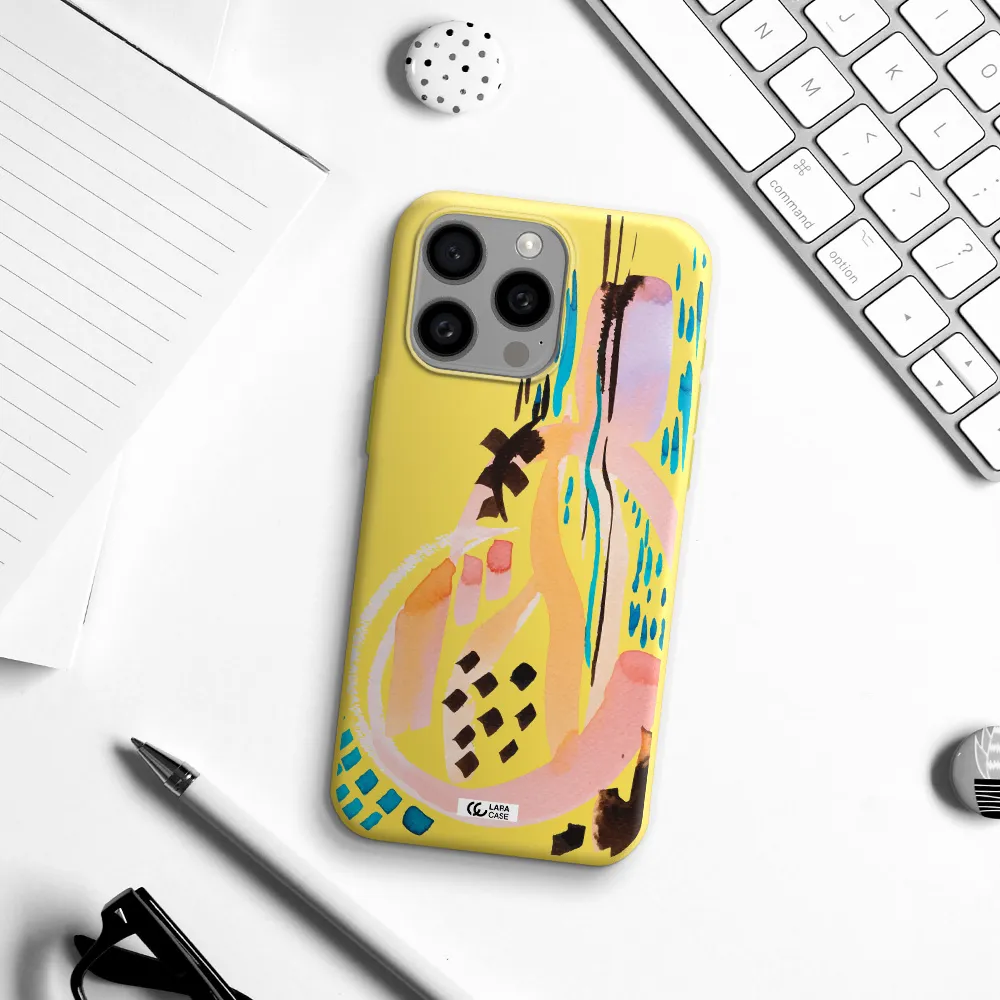 Watercolor Brush Paint Apple Iphone 15 Pro max Silicone canary yellow Case