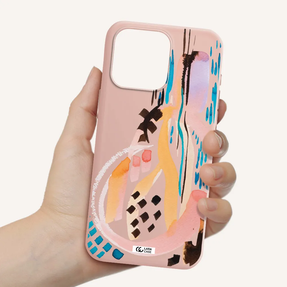 Watercolor Brush Paint Apple Iphone 15 Pro max Silicone pastel pink Case