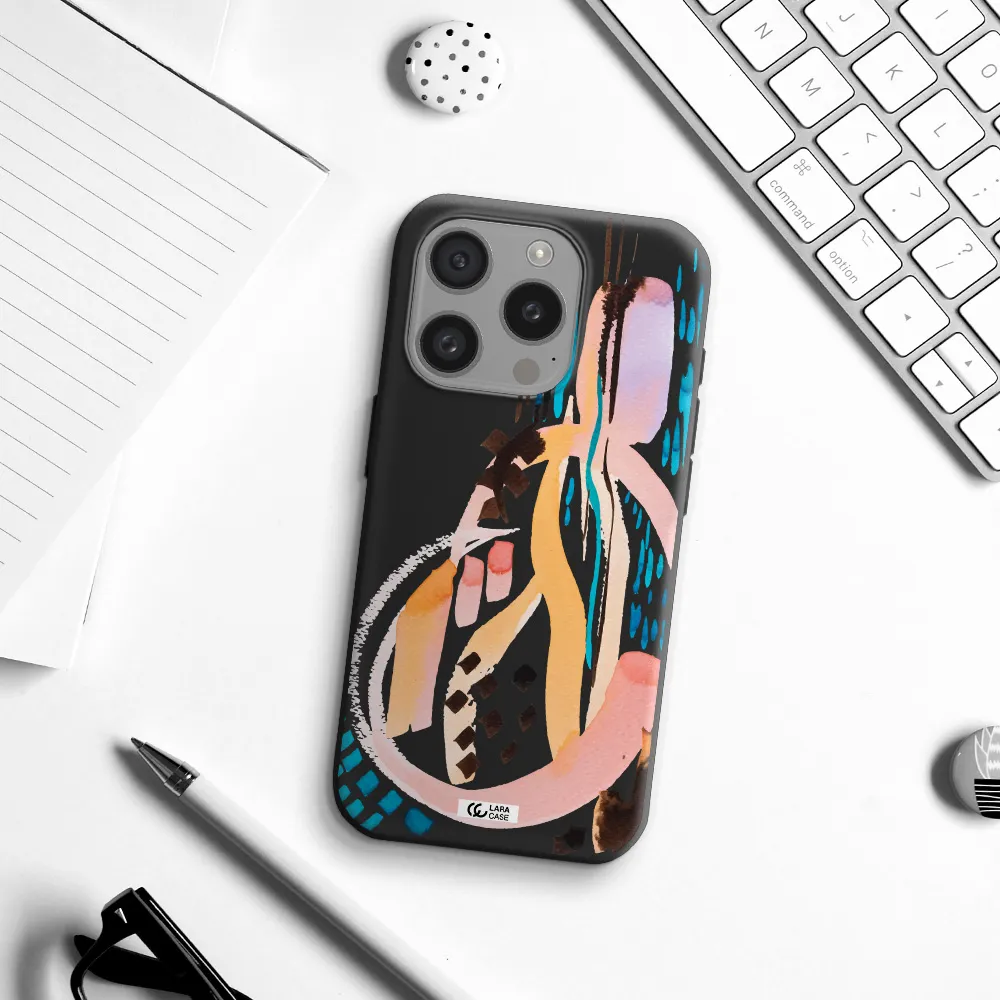 Watercolor Brush Paint Apple Iphone 15 Pro Silicone Black Case