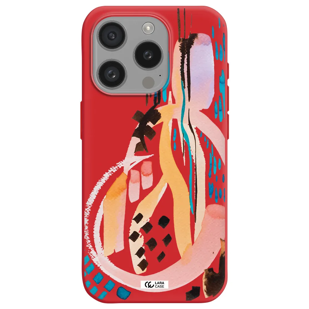 Watercolor Brush Paint Apple Iphone 15 Pro Silicone Imperial Red Case