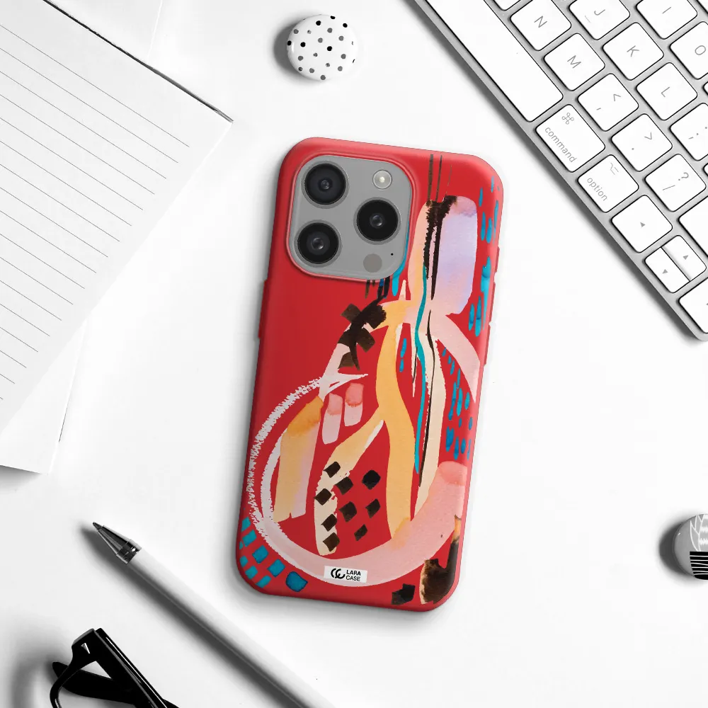 Watercolor Brush Paint Apple Iphone 15 Pro Silicone Imperial Red Case