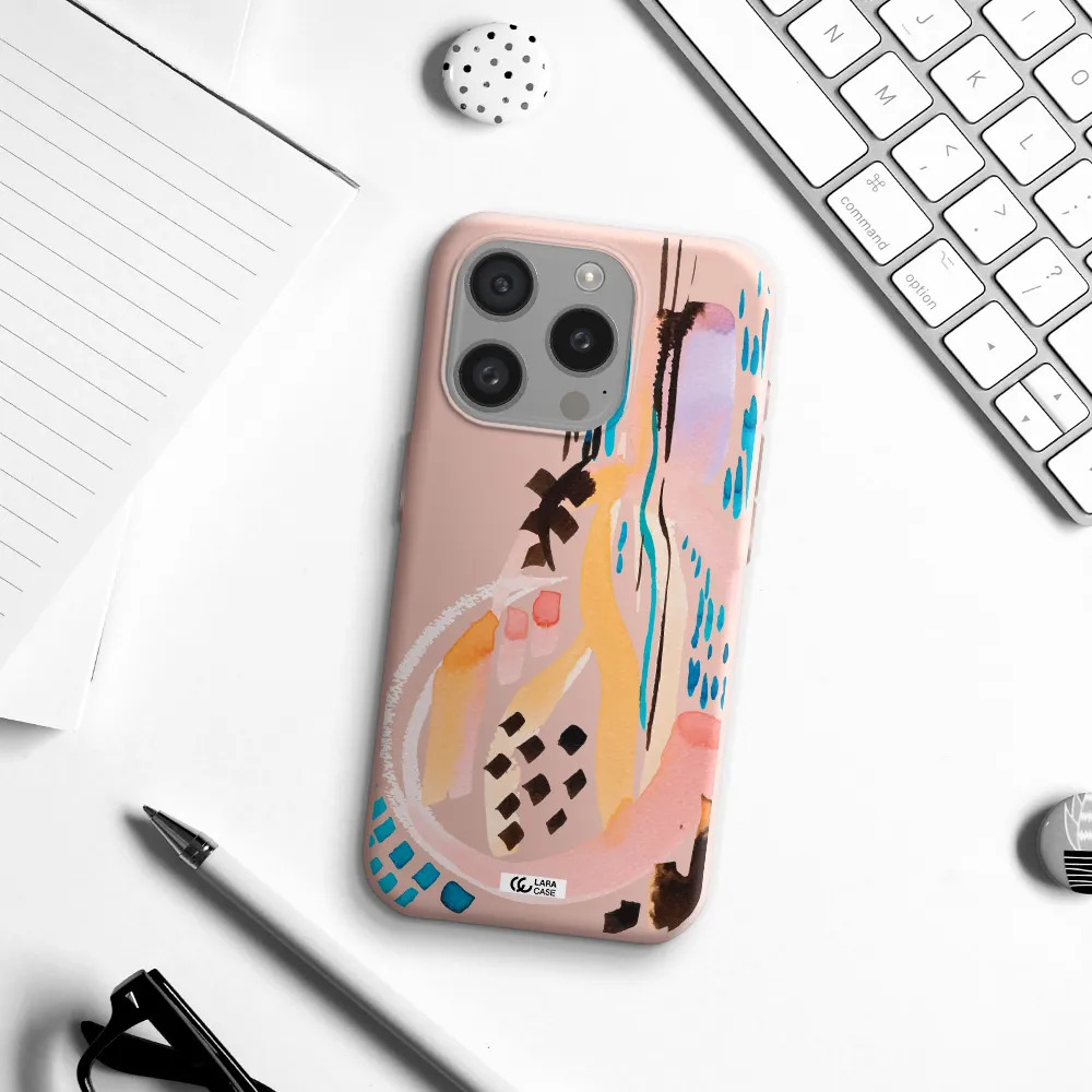 Watercolor Brush Paint Apple Iphone 15 Pro Silicone Pastel Pink Case