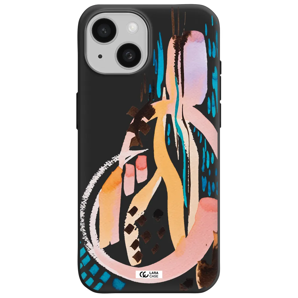 Watercolor Brush Paint Apple iPhone 15 Silicone black Case