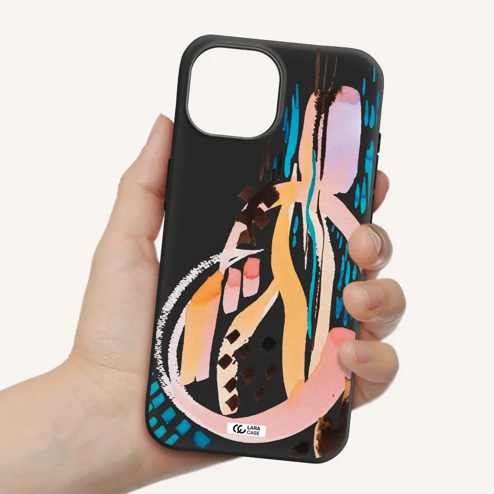 Watercolor Brush Paint Apple iPhone 15 Silicone black Case
