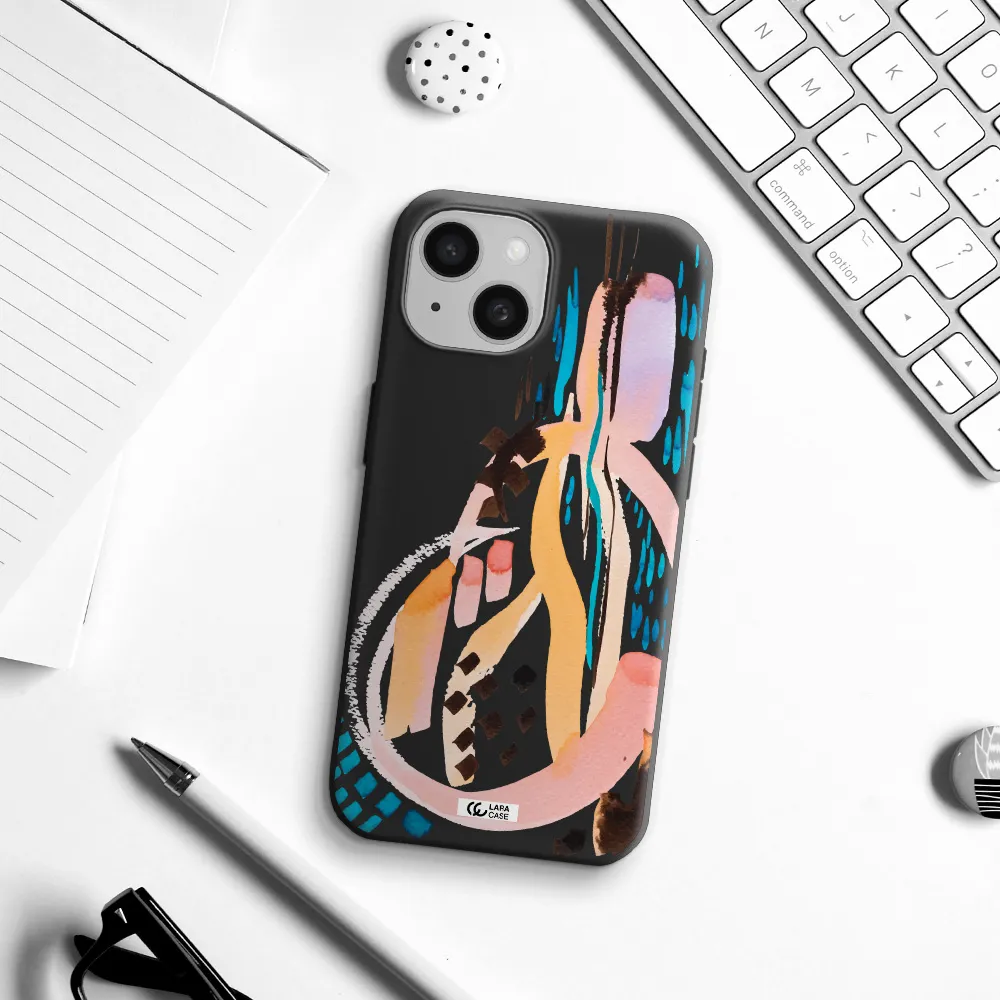 Watercolor Brush Paint Apple iPhone 15 Silicone black Case