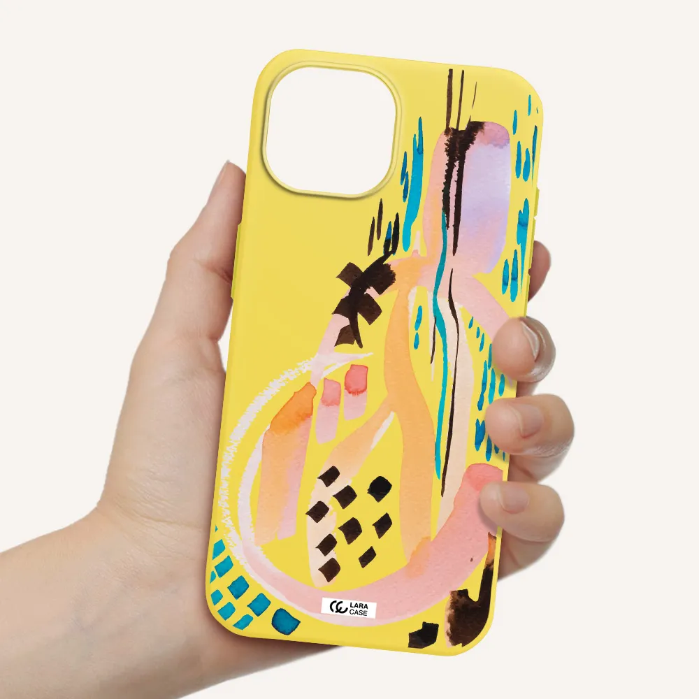 Watercolor Brush Paint Apple iPhone 15 Silicone canary yellow Case
