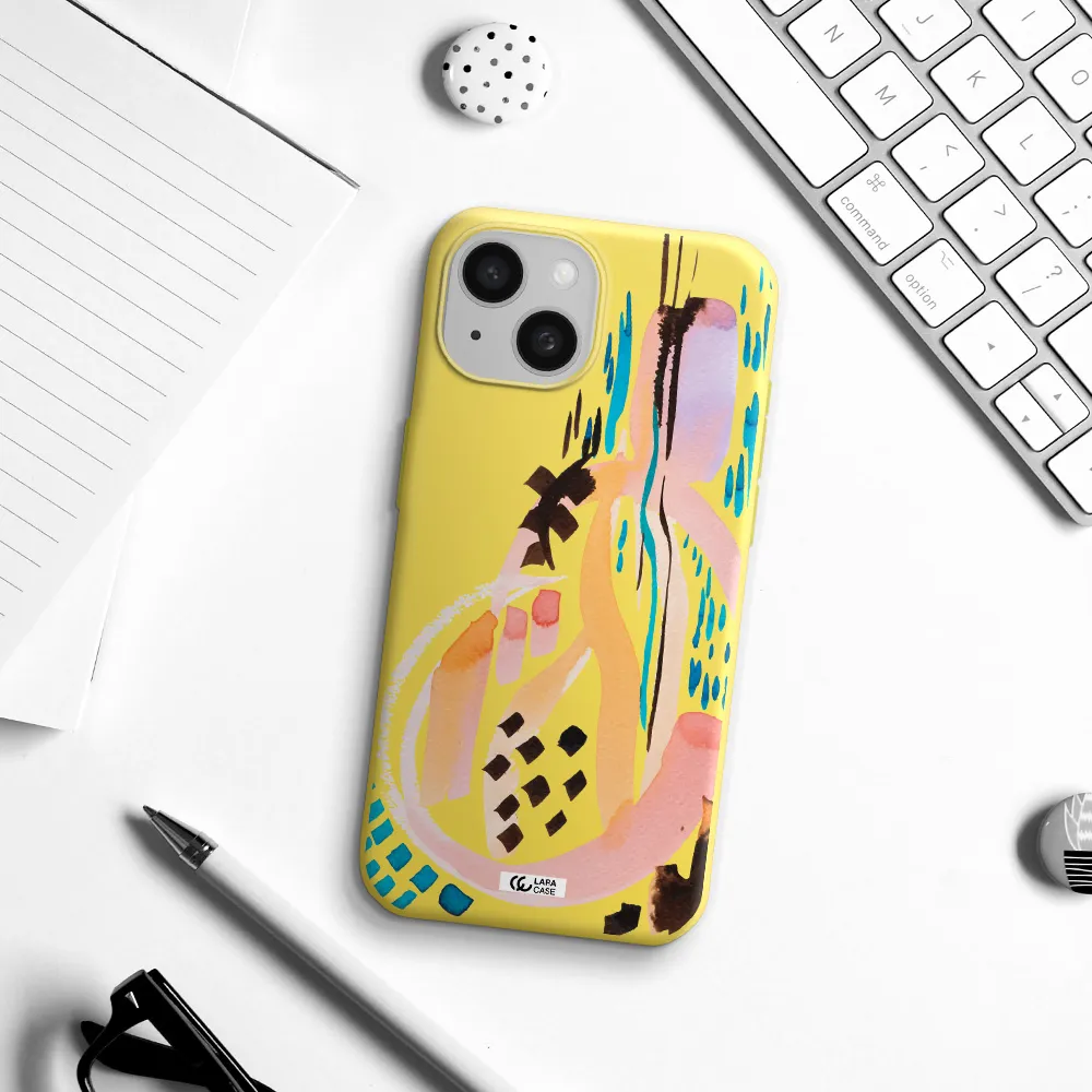 Watercolor Brush Paint Apple iPhone 15 Silicone canary yellow Case