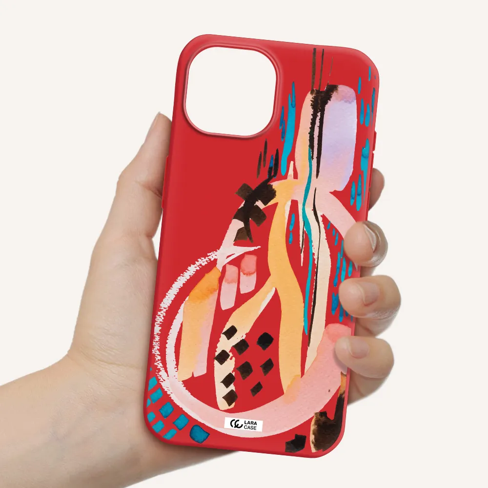 Watercolor Brush Paint Apple Iphone 15 Silicone Imperial Red Case