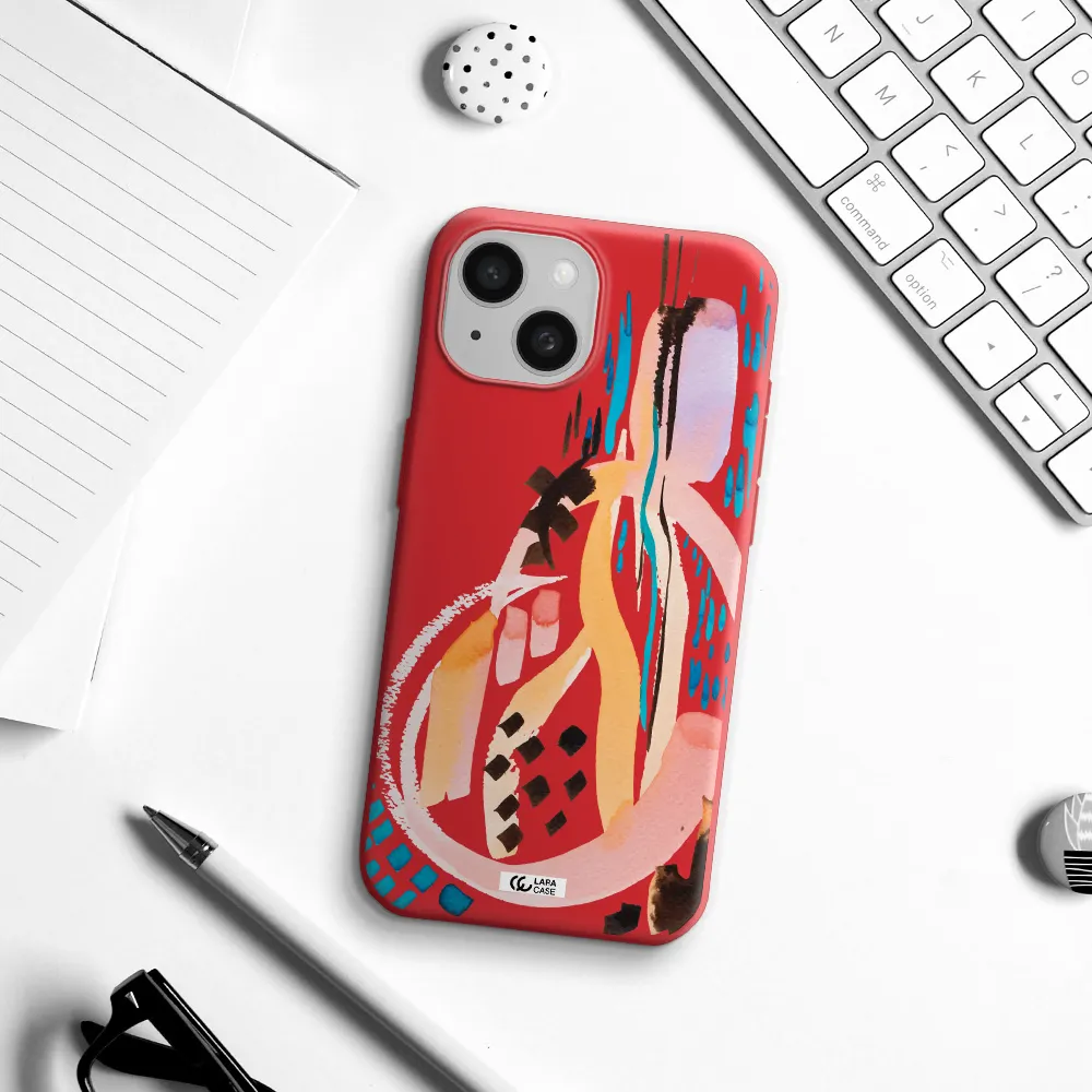 Watercolor Brush Paint Apple Iphone 15 Silicone Imperial Red Case