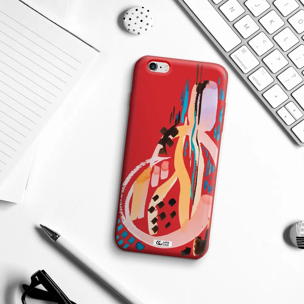 Watercolor Brush Paint Apple iPhone 6 s plus Silicone Imperial Red Case