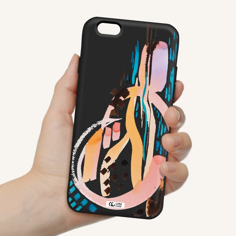 Watercolor Brush Paint Apple iPhone 6 Silicone black Case