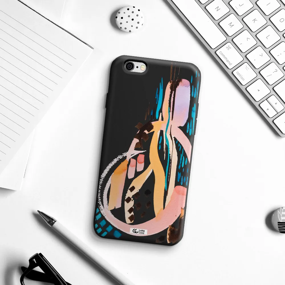 Watercolor Brush Paint Apple iPhone 6 Silicone black Case