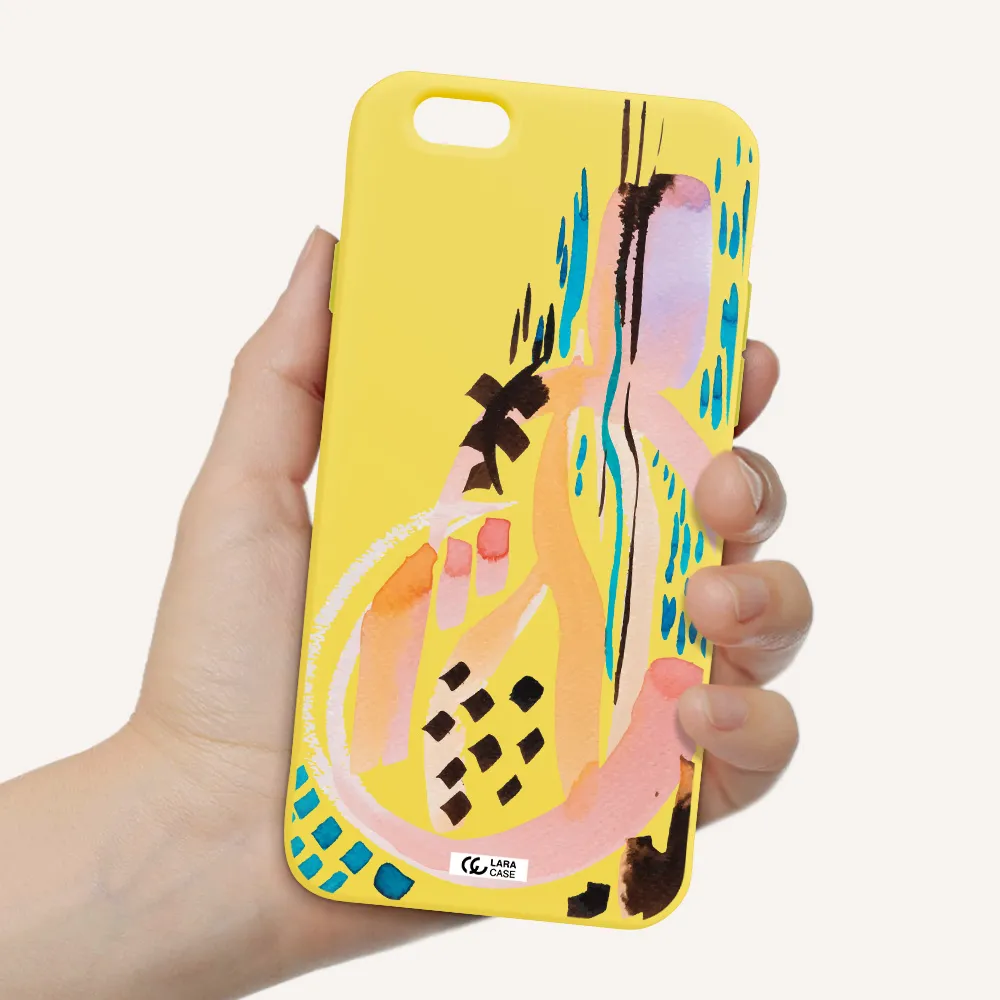 Watercolor Brush Paint Apple iPhone 6 Silicone canary yellow Case