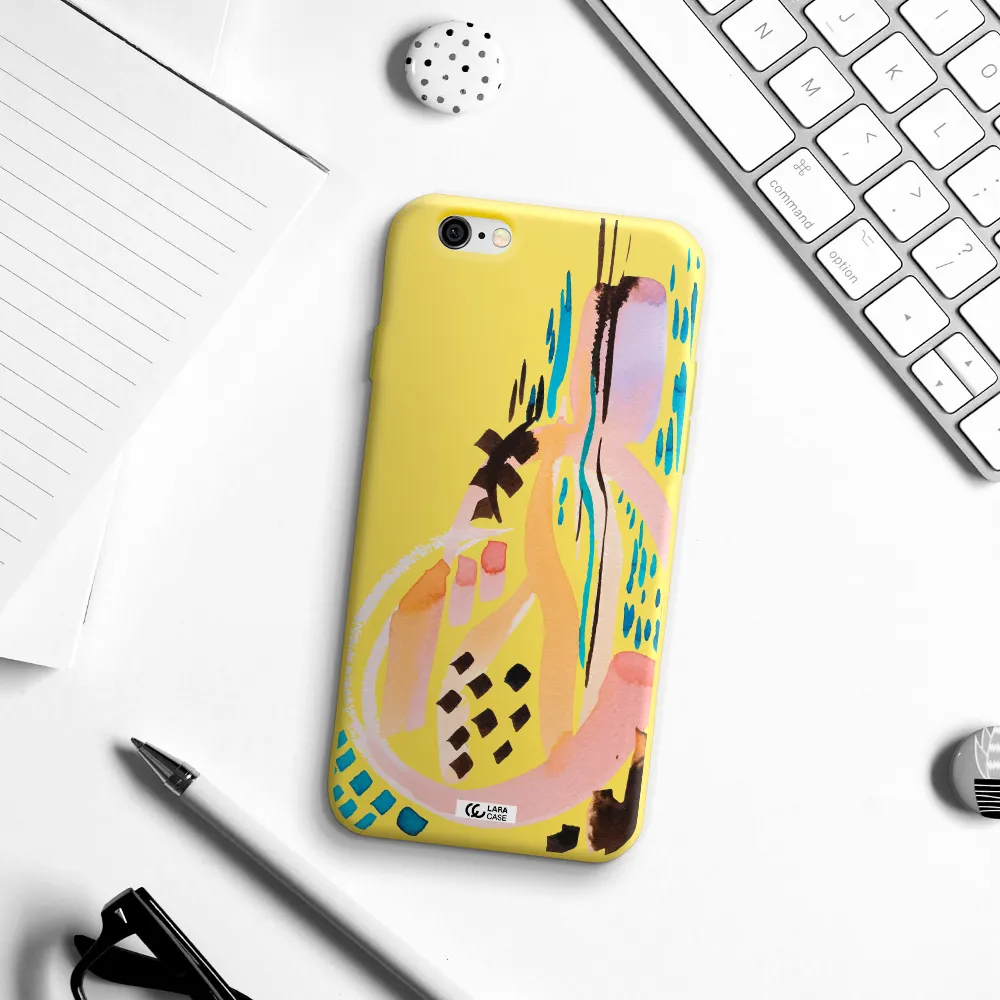 Watercolor Brush Paint Apple iPhone 6 Silicone canary yellow Case