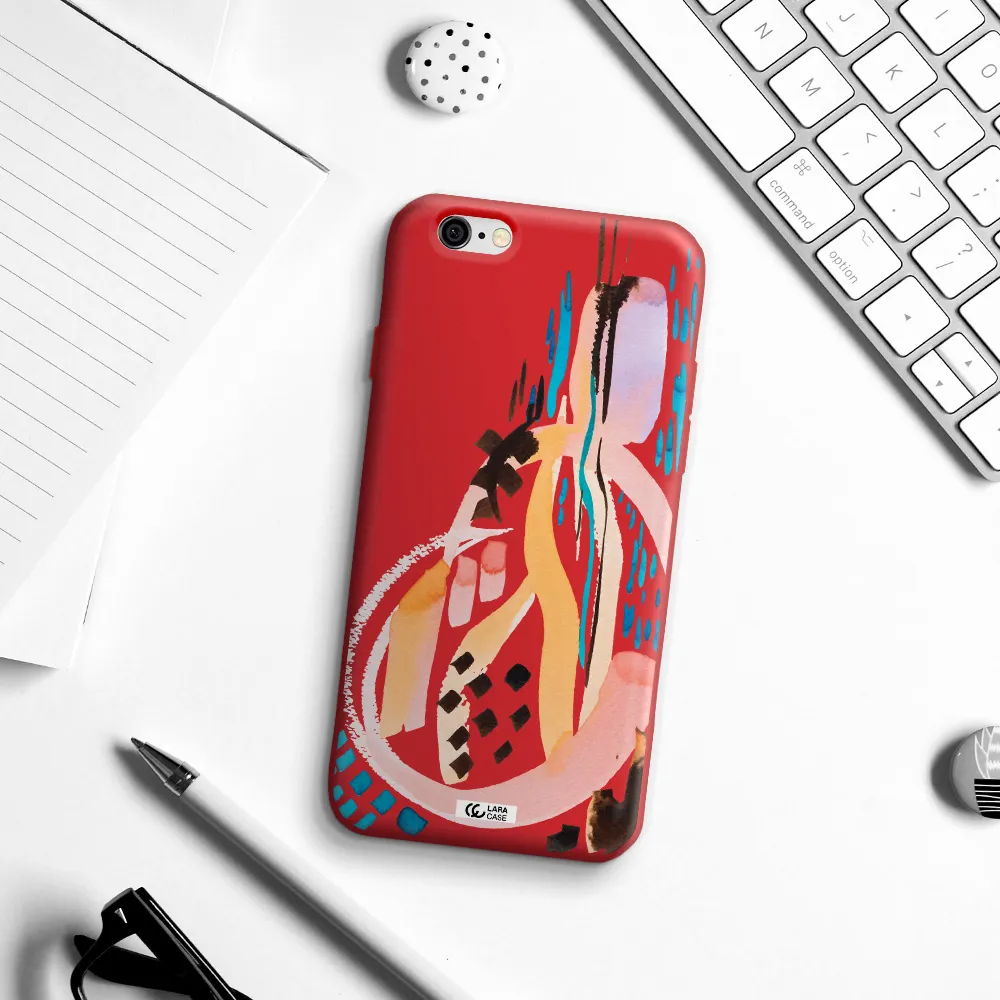 Watercolor Brush Paint Apple iPhone 6 Silicone Imperial Red Case
