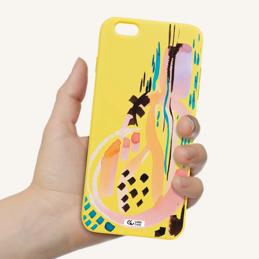 Watercolor Brush Paint Apple iPhone 6S Silicone canary yellow Case