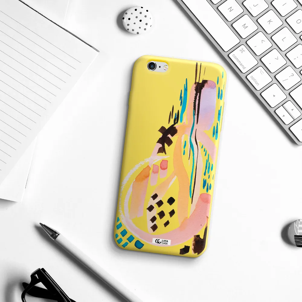 Watercolor Brush Paint Apple iPhone 6S Silicone canary yellow Case