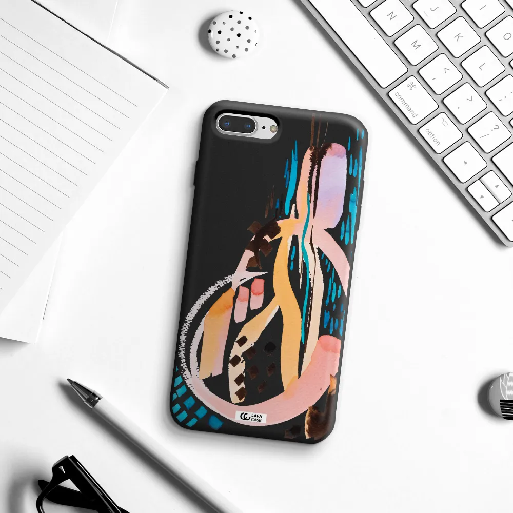 Watercolor Brush Paint Apple iPhone 7 plus Silicone black Case