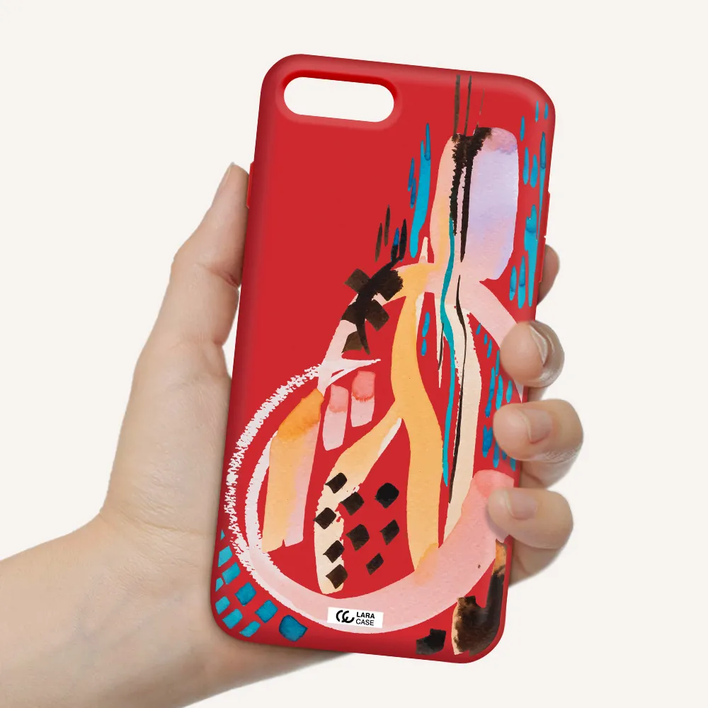 Watercolor Brush Paint Apple iPhone 7 plus Silicone Imperial Red Case
