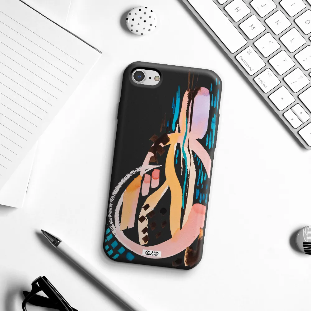 Watercolor Brush Paint Apple iPhone 7 Silicone black Case