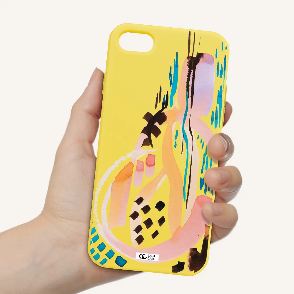 Watercolor Brush Paint Apple iPhone 7 Silicone canary yellow Case