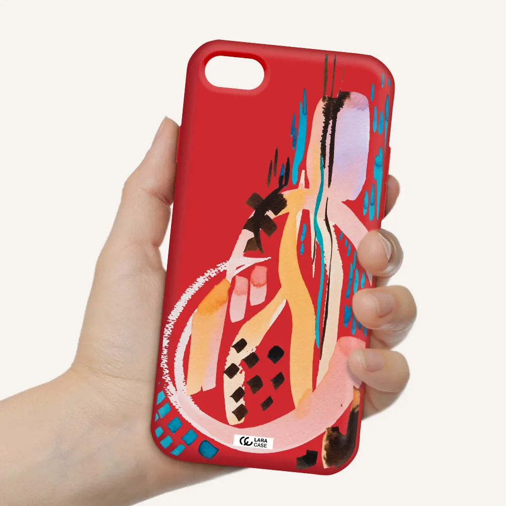 Watercolor Brush Paint Apple iPhone 7 Silicone Imperial Red Case
