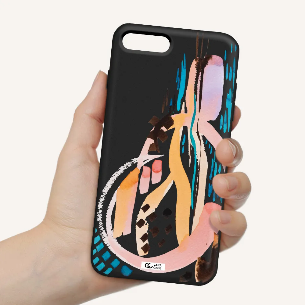 Watercolor Brush Paint Apple iPhone 8 plus Silicone black Case