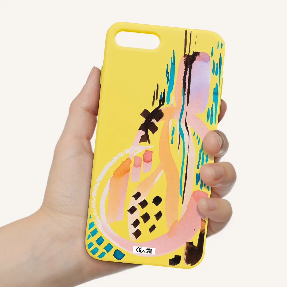 Watercolor Brush Paint Apple iPhone 8 plus Silicone canary yellow Case