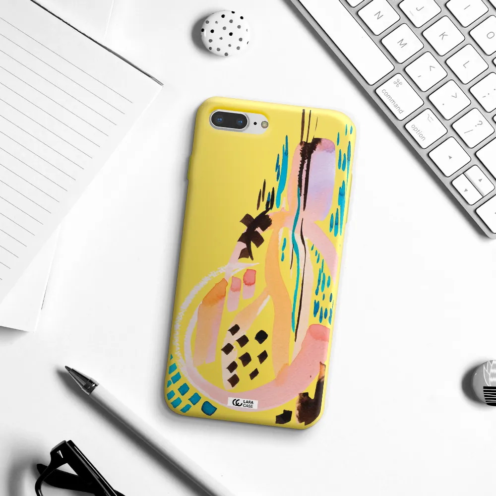 Watercolor Brush Paint Apple iPhone 8 plus Silicone canary yellow Case